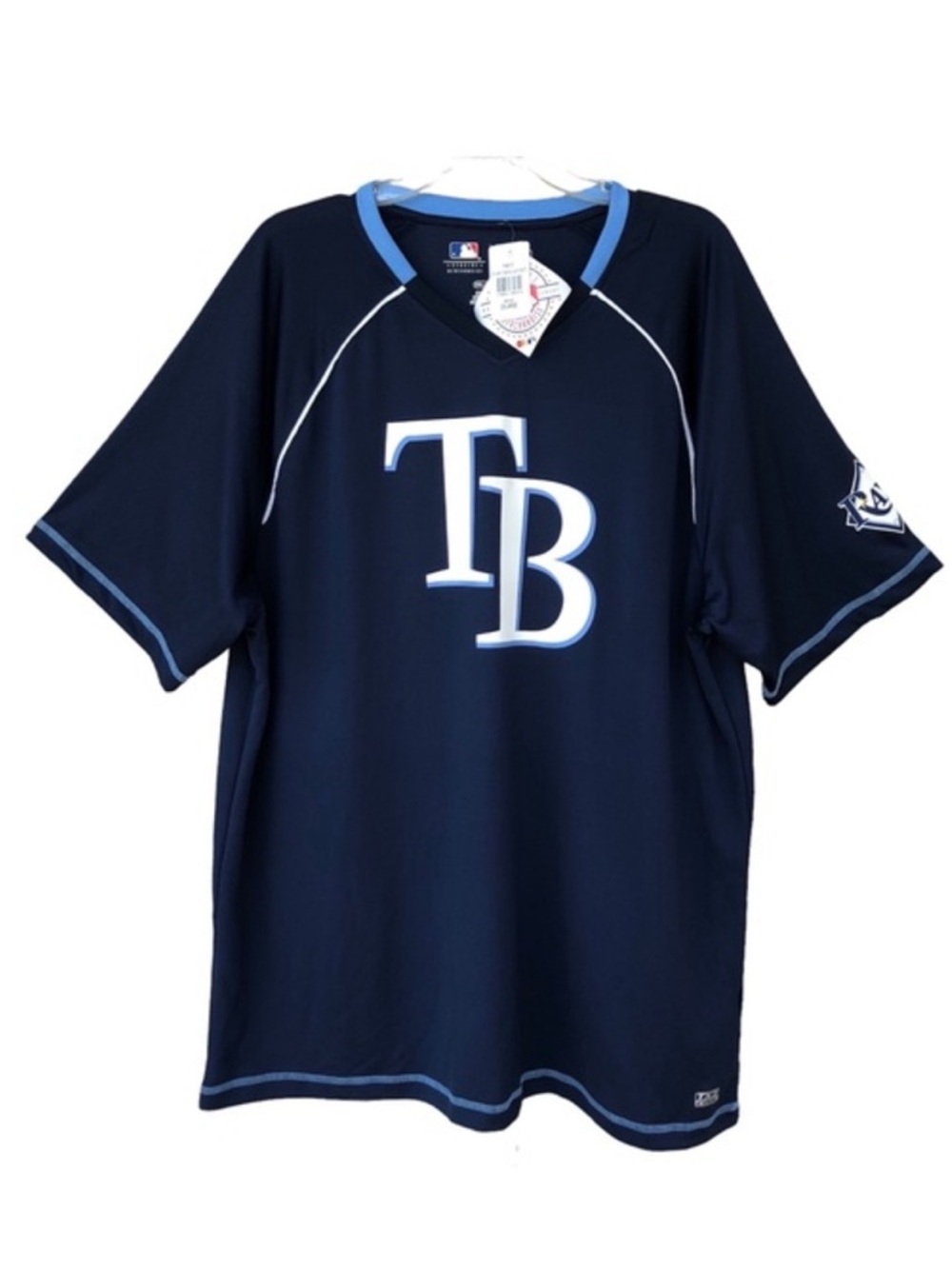 Genuine Merchandise Men's Navy White Tampa Bay Rays Pull On Baseball Jersey 2XL